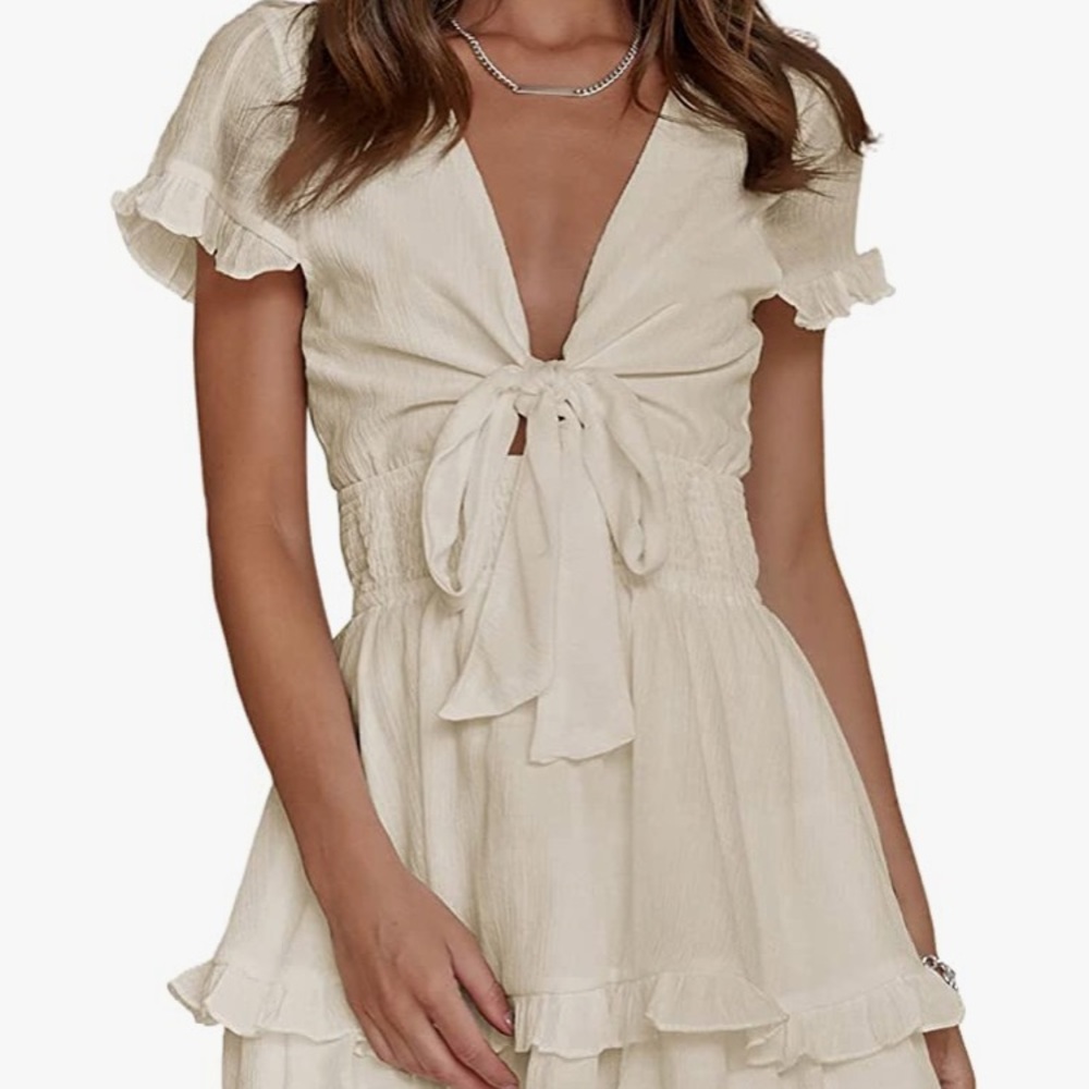 Light peach/cream tie top summer dress